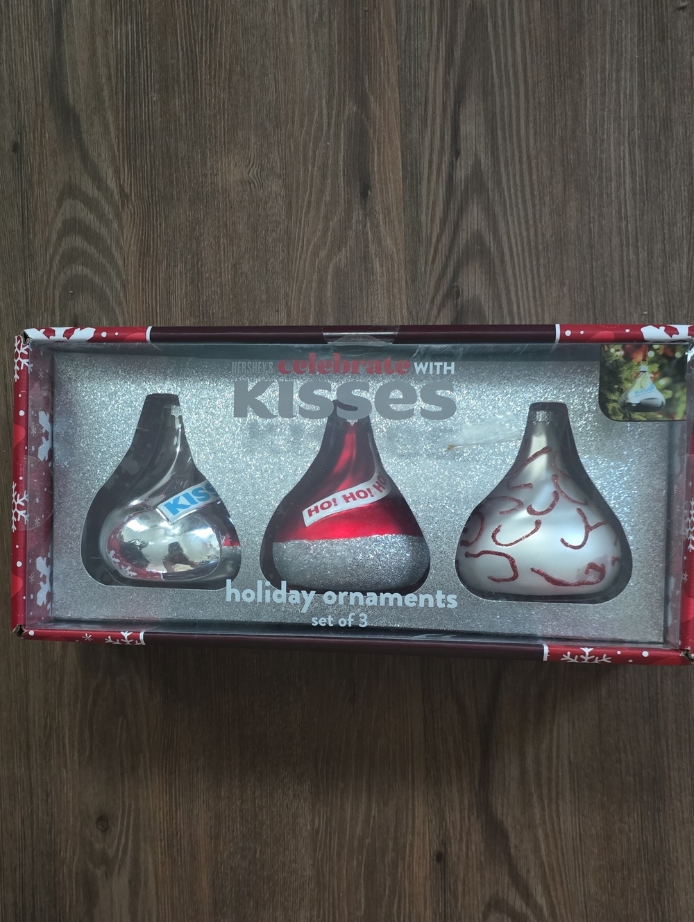 Hershey's Kisses Holiday Ornament Set — Silver, Red, White (Set of 3)
